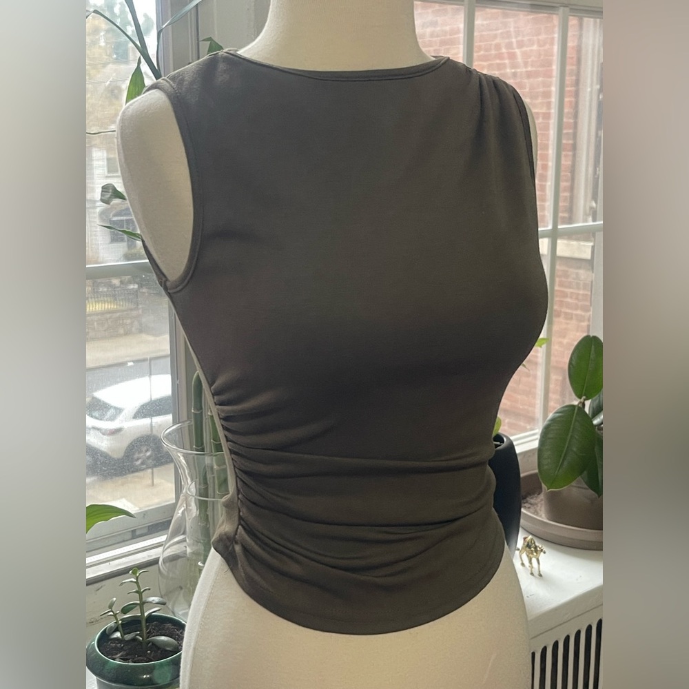Chic Sleeveless Khaki Women's Tank Top